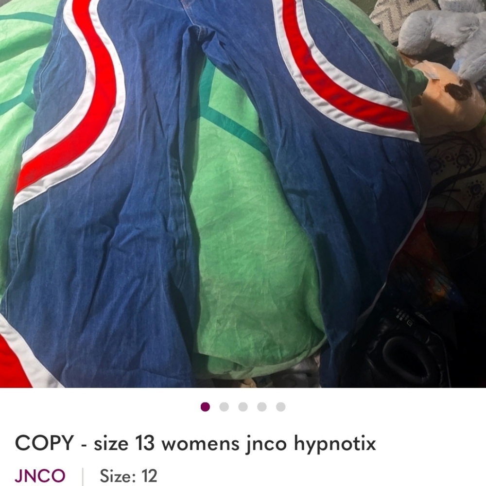 JNCO Women's Blue Jeans with Red and White Accents